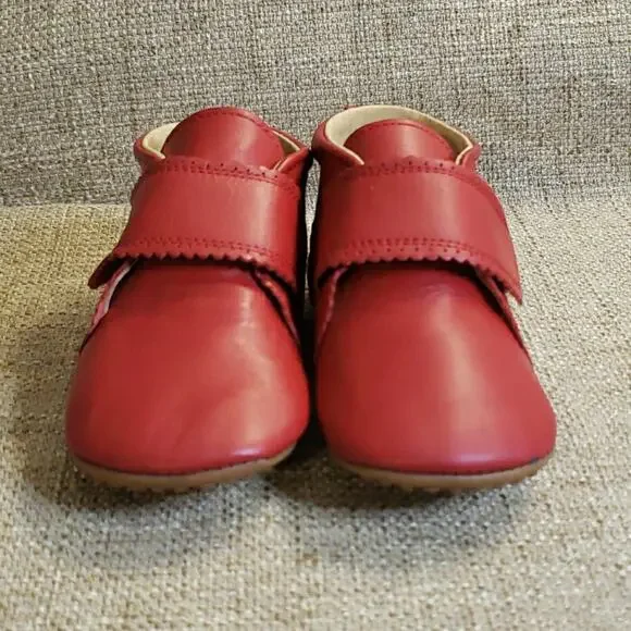 Pom Pom Beginners 6 Scallops Red Baby Leather Size 23 Danish Design Soft Durable - Picture 2 of 9